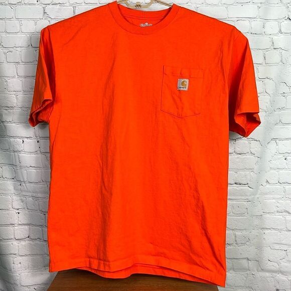 Carhartt Mens XL T Shirt Neon fluorescent Orange Short Sleeve - Picture 1 of 5